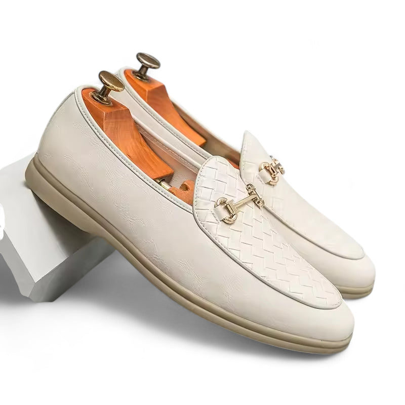 Homme Chaussures Mocassin Blanc Cuir