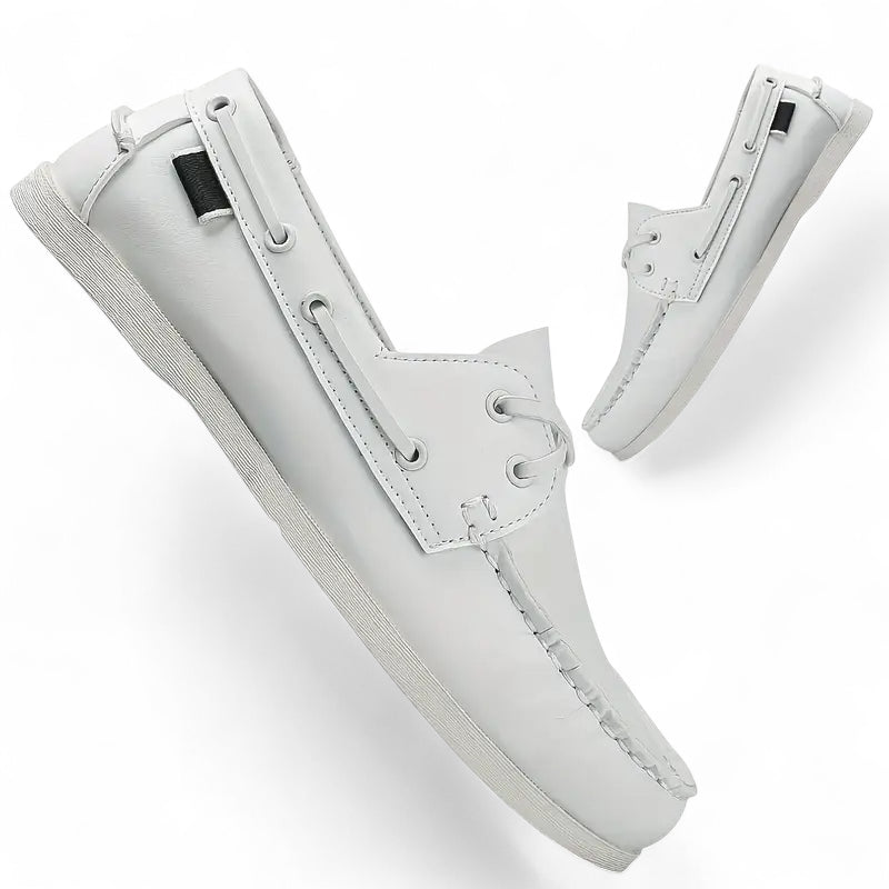 Mocassin En Cuir à Lacet Blanc Pour Homme