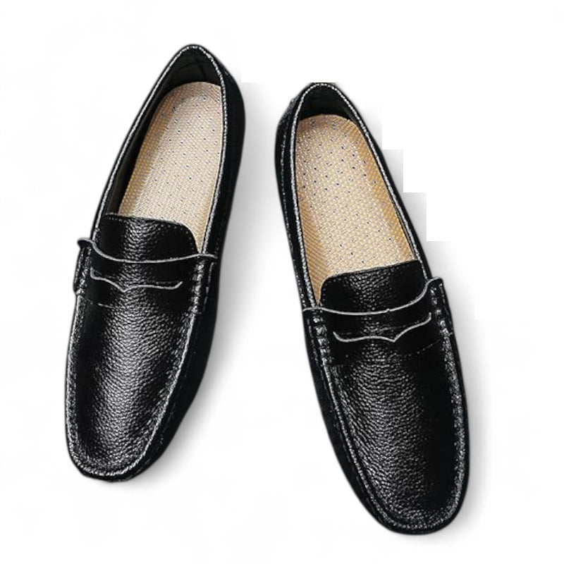 Mocassin Pour Bateau En Cuir Vernis Noir Homme