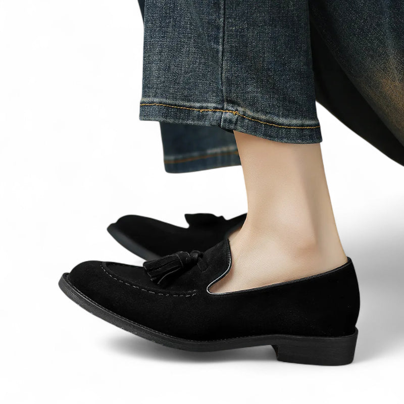 Mocassin à Gland Pour Femme Noir En Daim