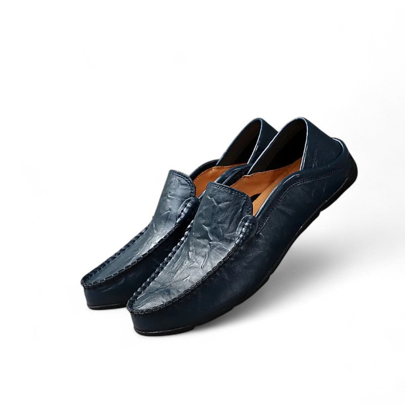 Mocassin Cuir Bleu Marine Pour Homme