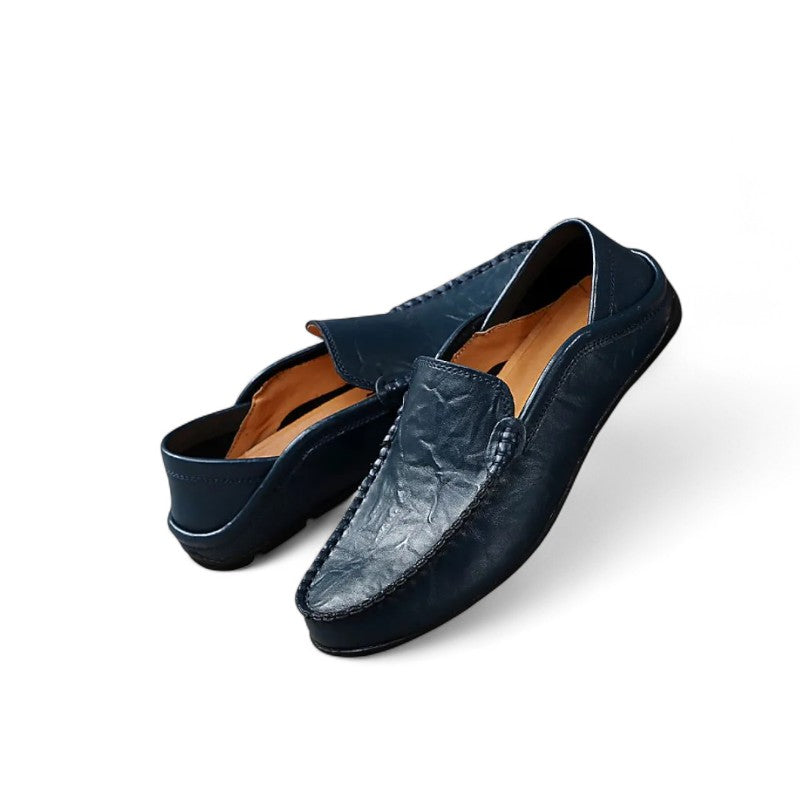 Mocassin Cuir Bleu Marine Pour Homme