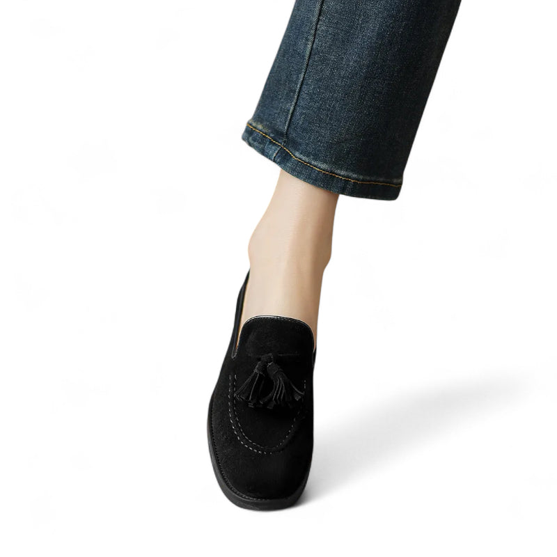 Mocassin à Gland Pour Femme Noir En Daim