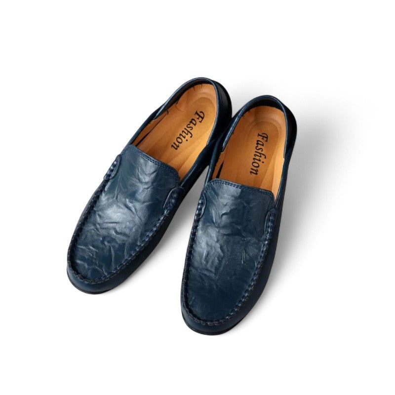 Mocassin Cuir Bleu Marine Pour Homme