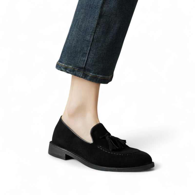 Mocassin à Gland Pour Femme Noir En Daim