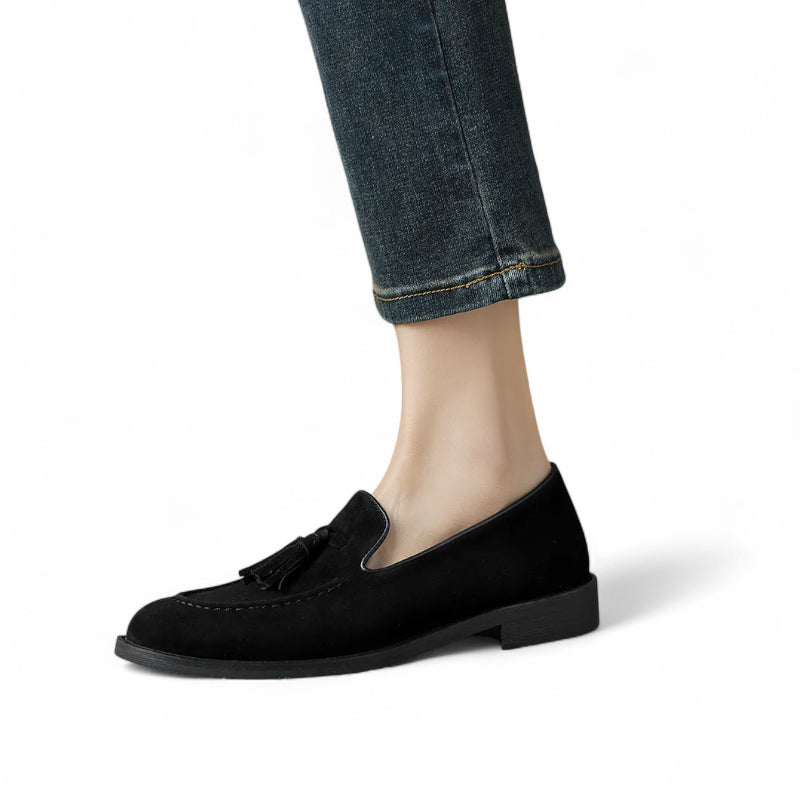 Mocassin à Gland Pour Femme Noir En Daim