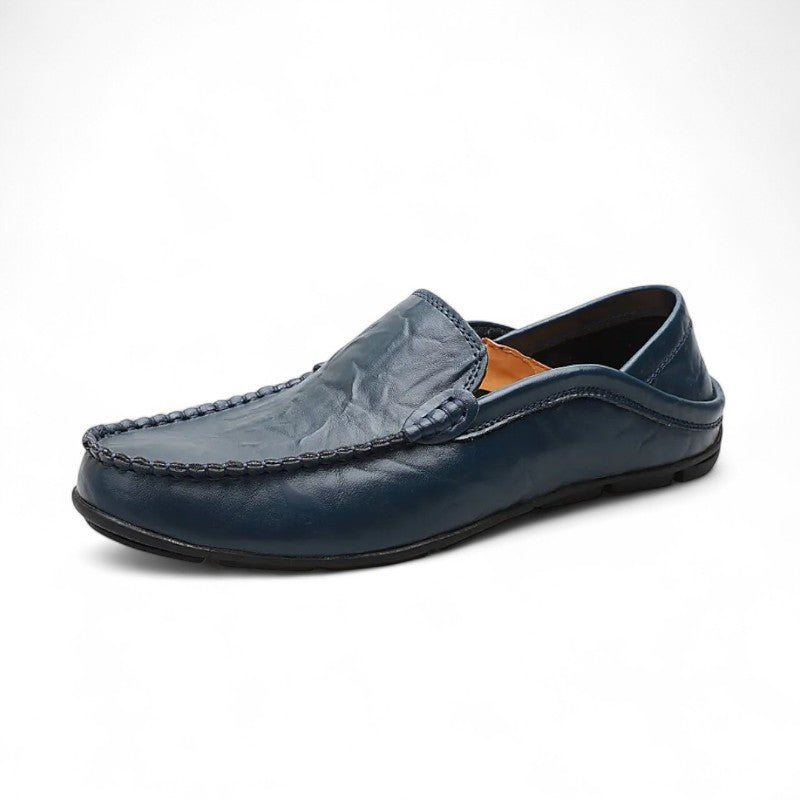 Mocassin Cuir Bleu Marine Pour Homme