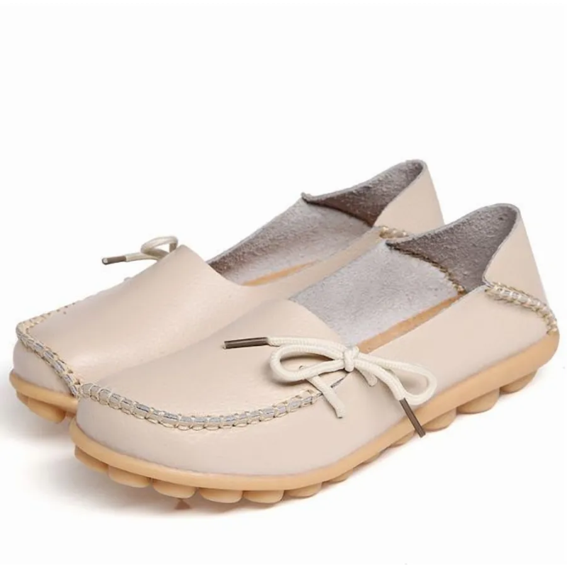 Mocassin Cuir Beige Femme