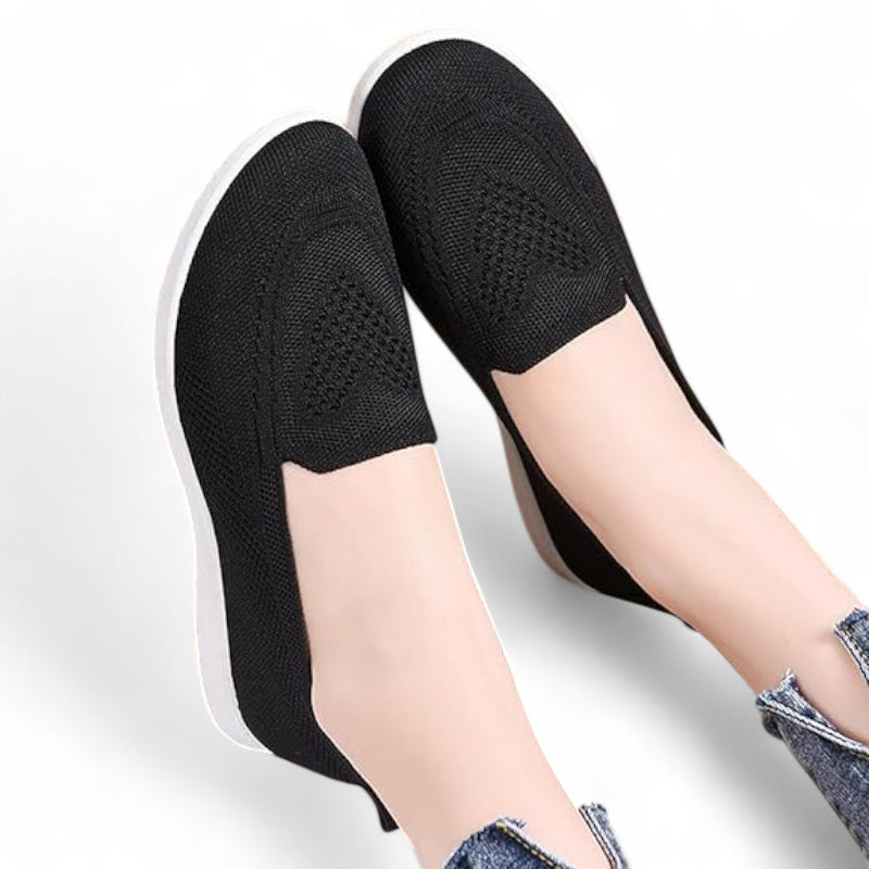 Mocassin Femme En Tissu Noir