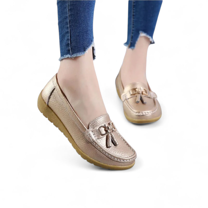 Mocassin Compensé Femme Doré