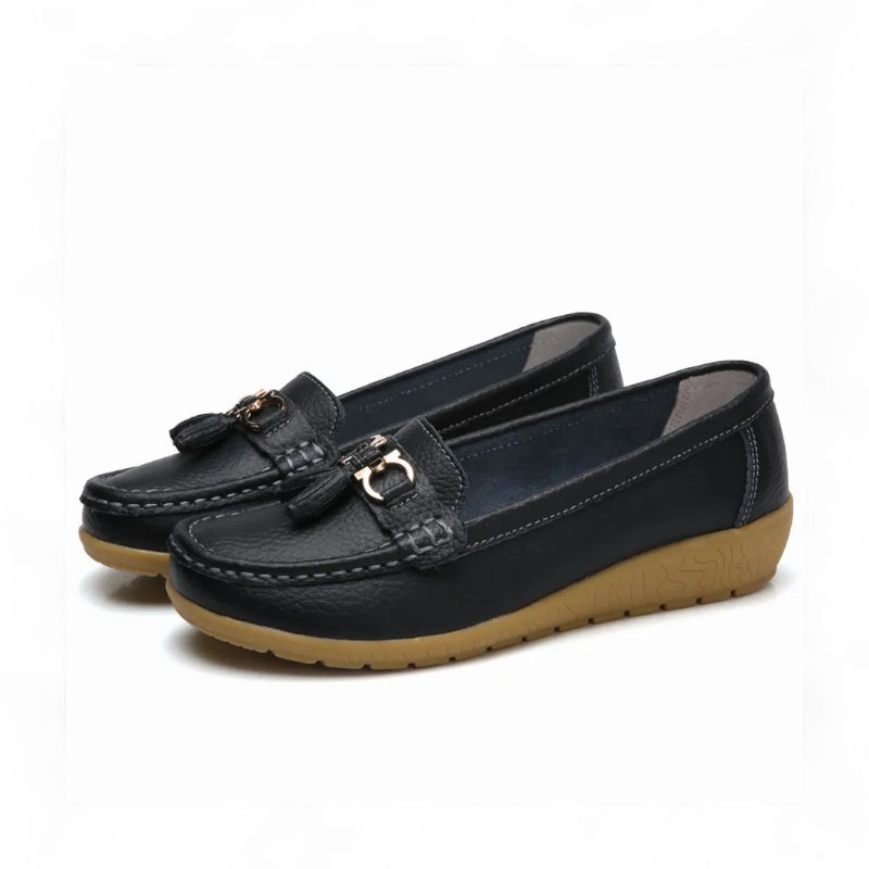 Mocassin Compensé Noir Femme