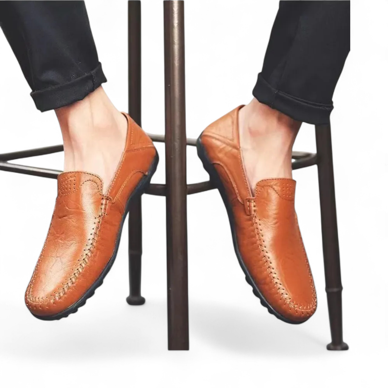 Mocassin Cuir Pour Homme Marron