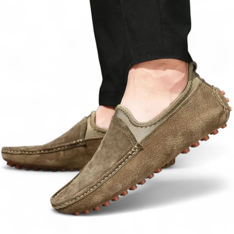 Mocassin En Daim Kaki Homme