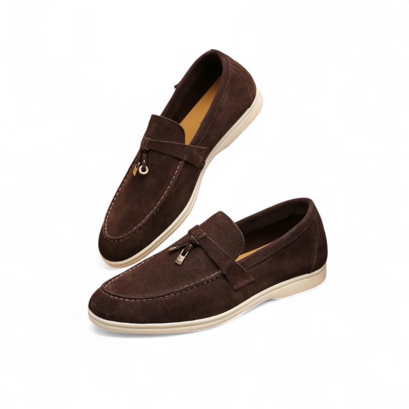 Mocassins à Glands Marron En Daim