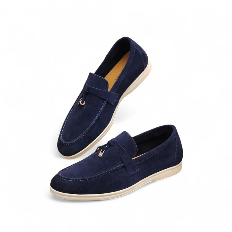 Mocassins à Glands En Daim Bleu Marine