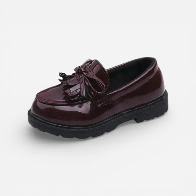 Mocassin Fillette En Cuir Bordeaux