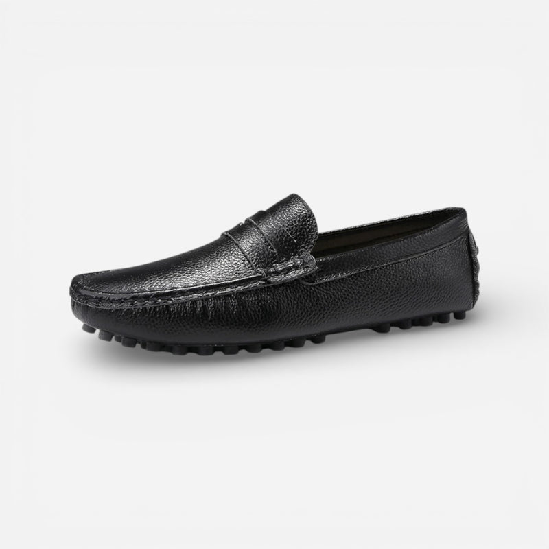 Mocassin Pour Bateau En Cuir Vernis Noir Homme