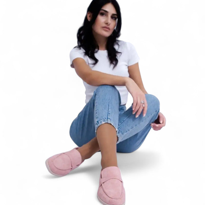 Mocassin Femme En Daim Rose