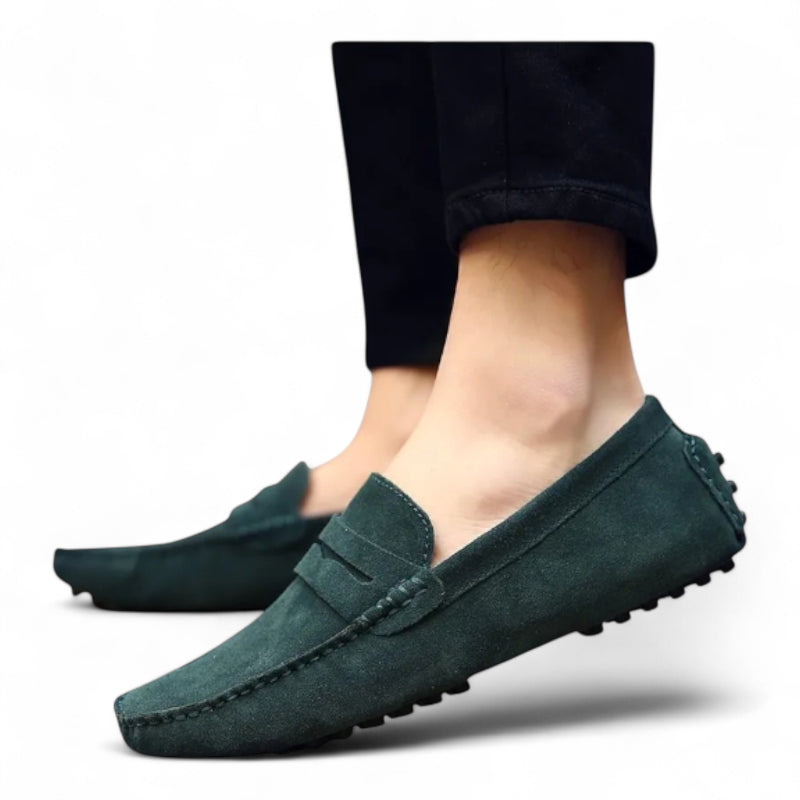 Mocassin Gris Foncé En Daim Pour Homme