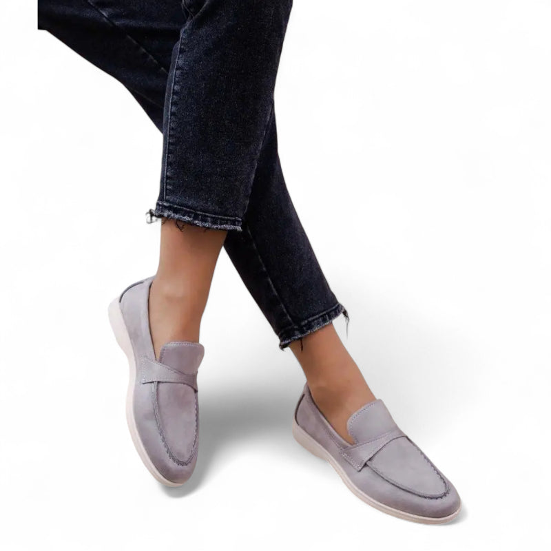 Mocassin Pour Femme En Daim Gris