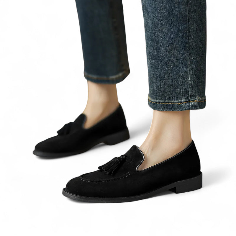 Mocassin à Gland Pour Femme Noir En Daim