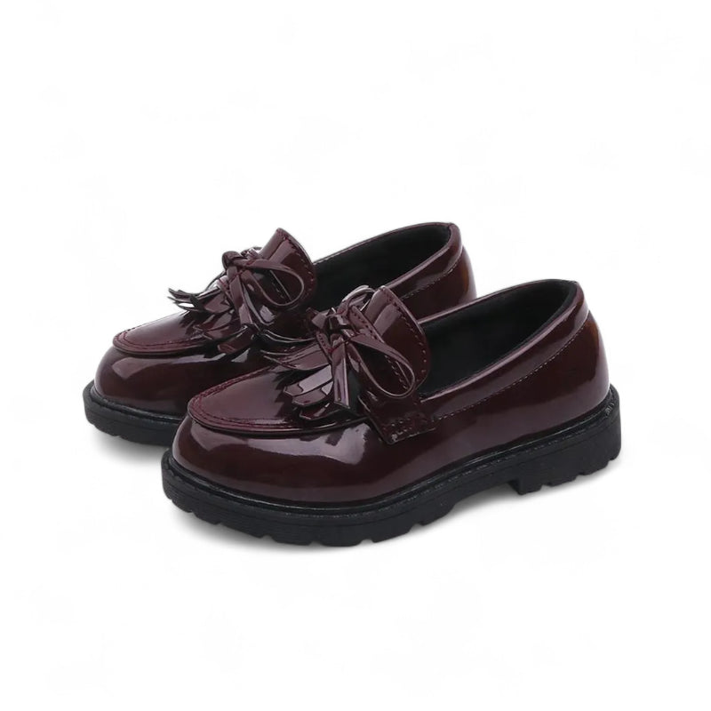 Mocassin Fillette En Cuir Bordeaux