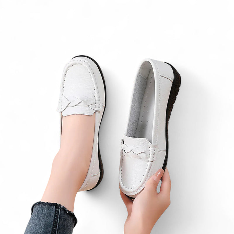 Mocassin Blanc Cuir Femme