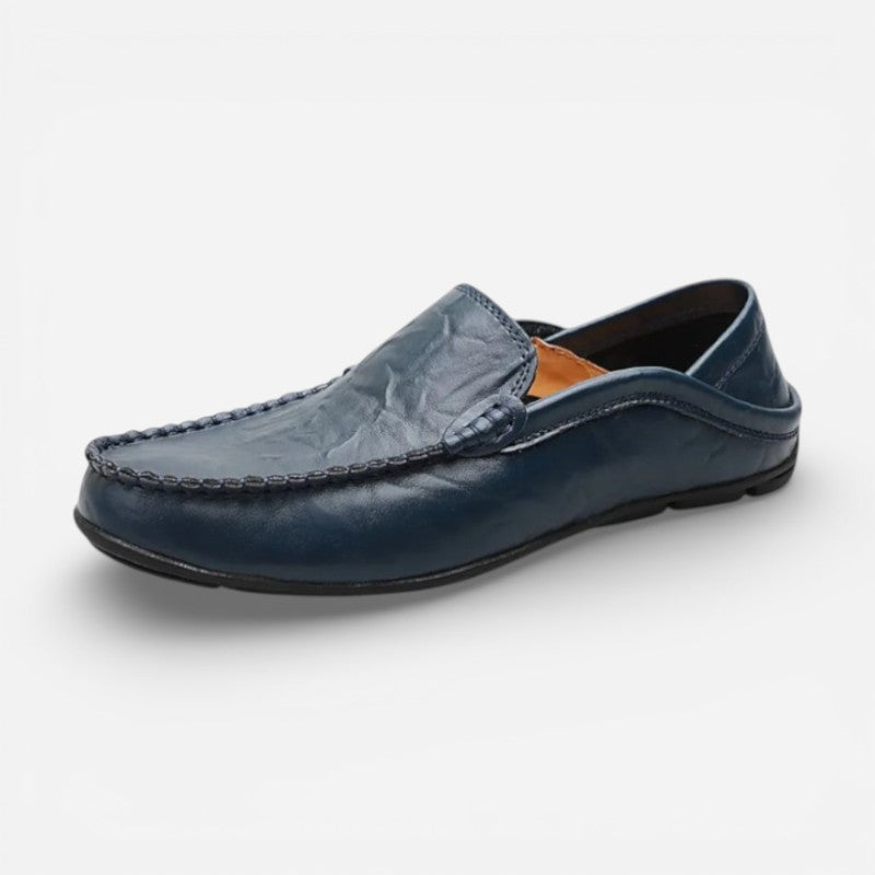 Mocassin Cuir Bleu Marine Pour Homme