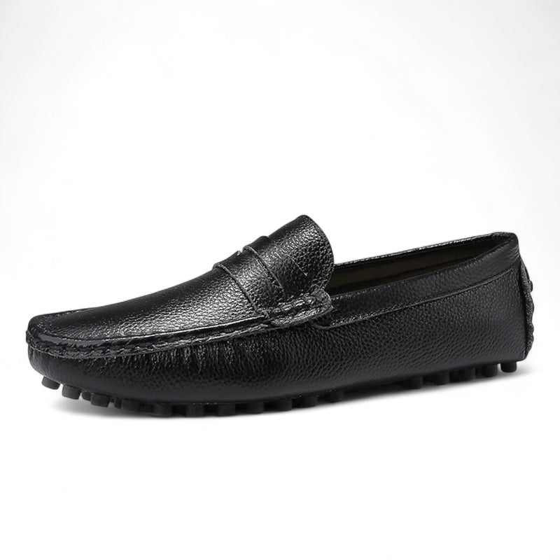 Mocassin Pour Bateau En Cuir Vernis Noir Homme