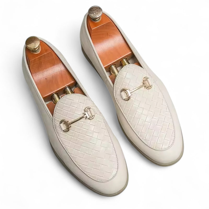 Homme Chaussures Mocassin Blanc Cuir