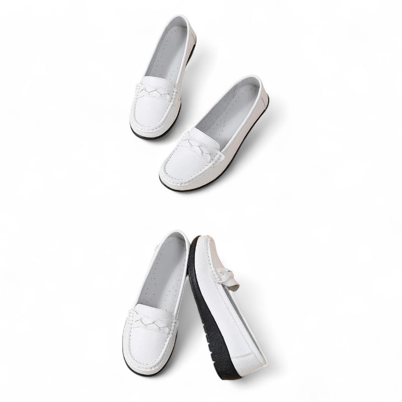Mocassin Blanc Cuir Femme
