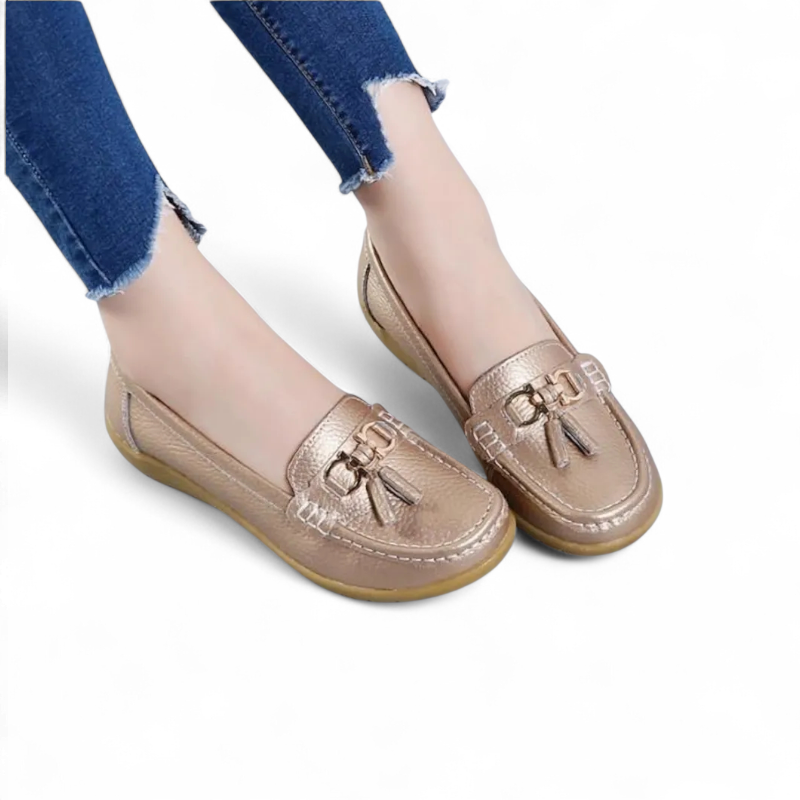 Mocassin Compensé Femme Doré