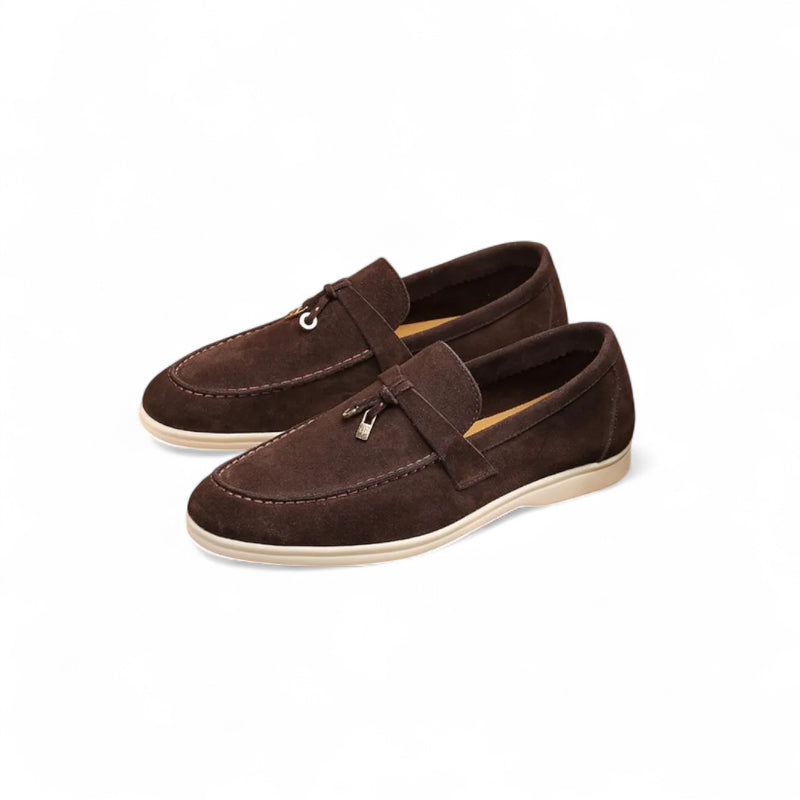 Mocassins à Glands Marron En Daim