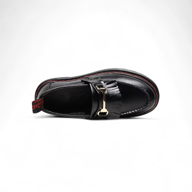 Mocassin Cuir Vernis Bicolore Frange Pour femme