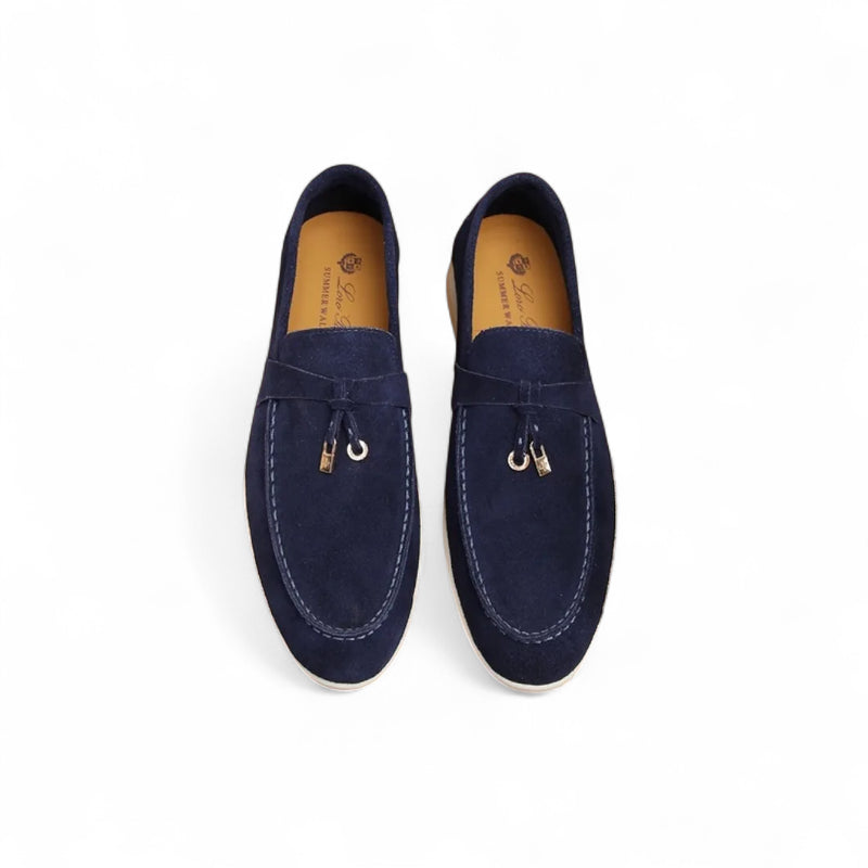 Mocassins à Glands En Daim Bleu Marine