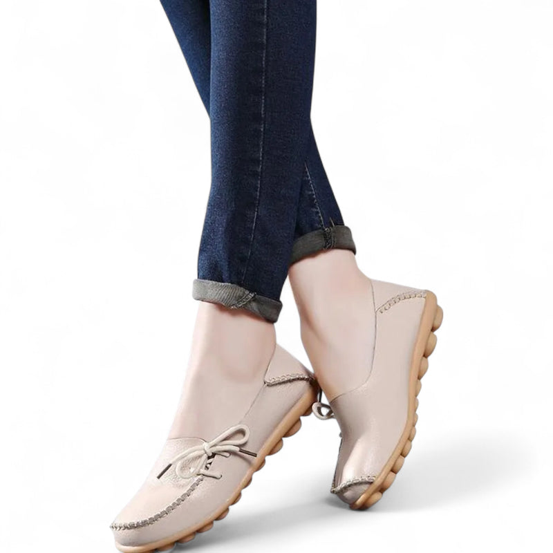 Mocassin Cuir Beige Femme