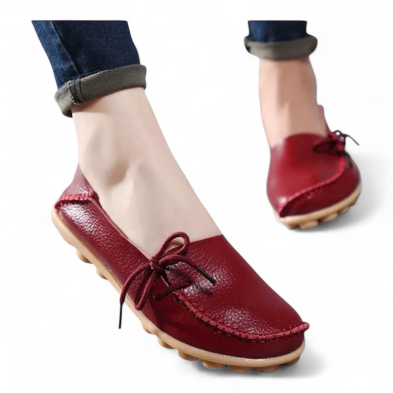 Mocassin Cuir Bordeaux Femme