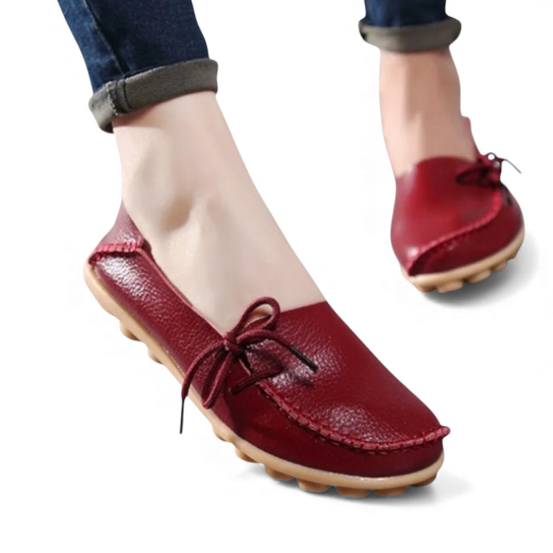 Mocassin Cuir Bordeaux Femme