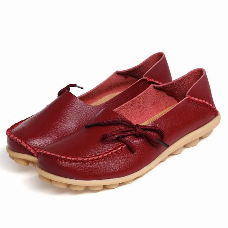 Mocassin Cuir Bordeaux Femme