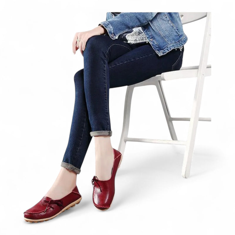 Mocassin Cuir Bordeaux Femme