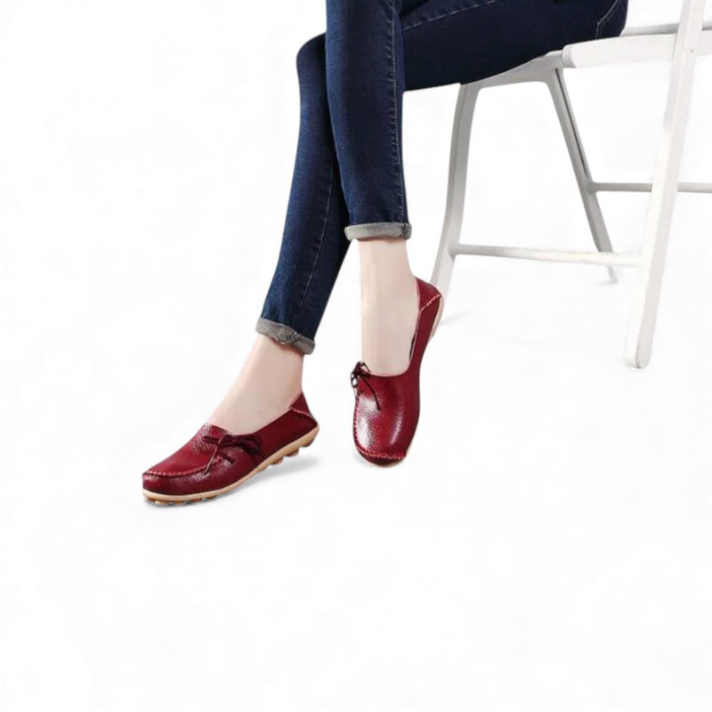 Mocassin Cuir Bordeaux Femme