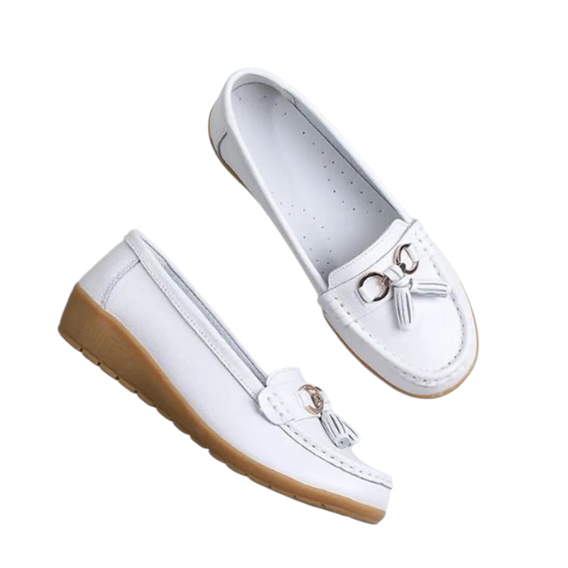 Mocassin Compense Femme Blanc
