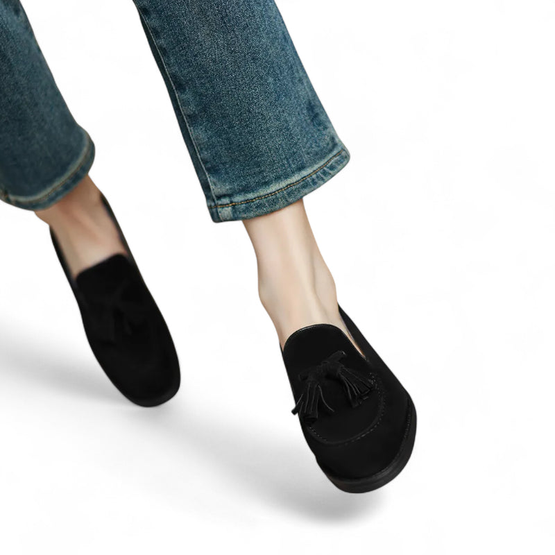 Mocassin à Gland Pour Femme Noir En Daim