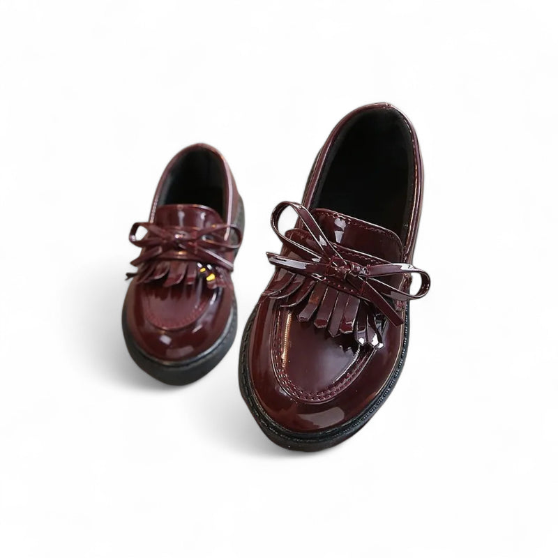 Mocassin Fillette En Cuir Bordeaux