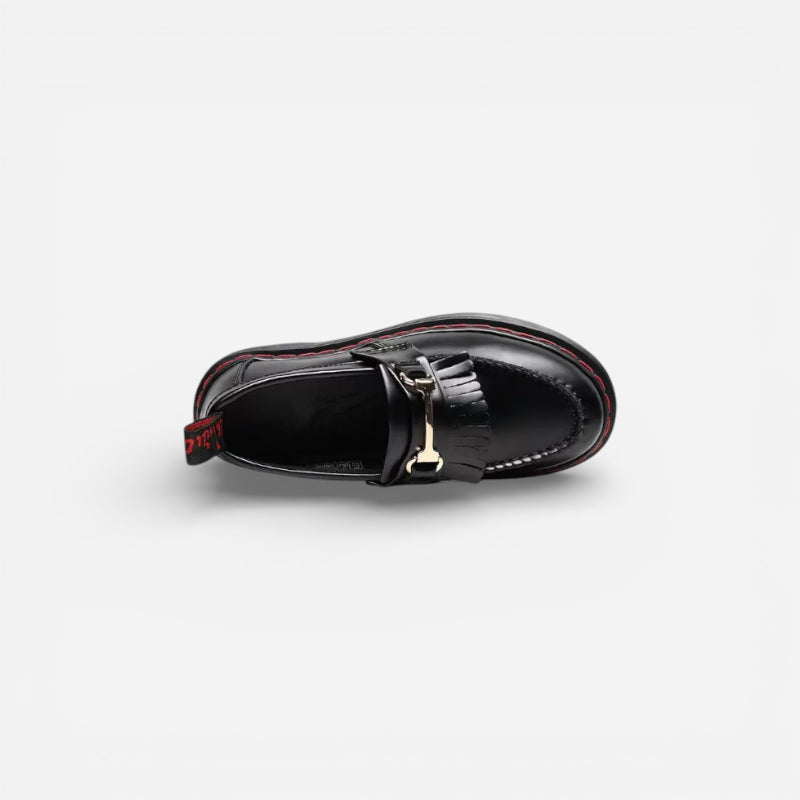 Mocassin Cuir Vernis Bicolore Frange Pour femme