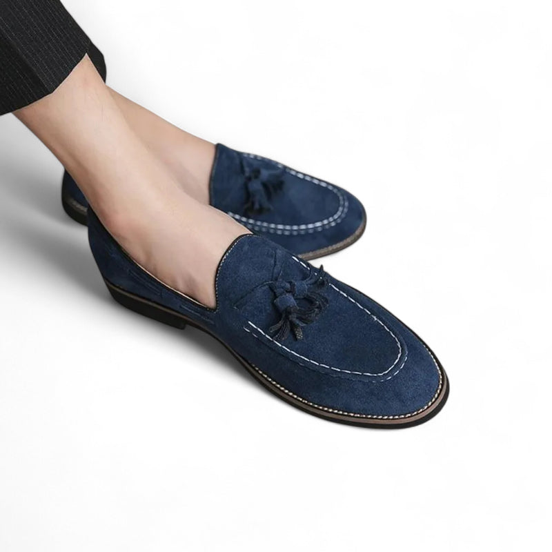 Mocassin Daim Marine à Glands Homme