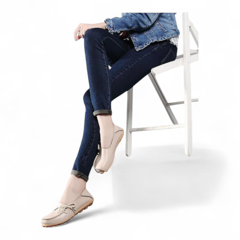 Mocassin Cuir Blanc Femme