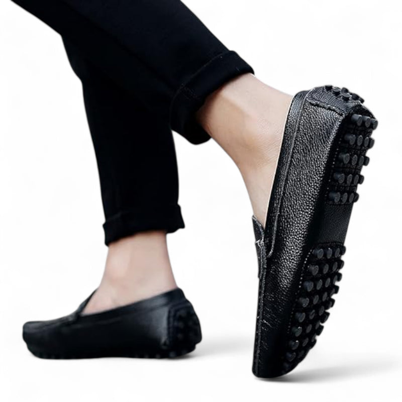Mocassin Pour Bateau En Cuir Vernis Noir Homme