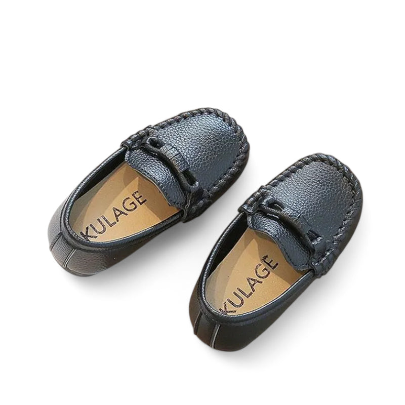 Mocassin Garçon Noir En Cuir