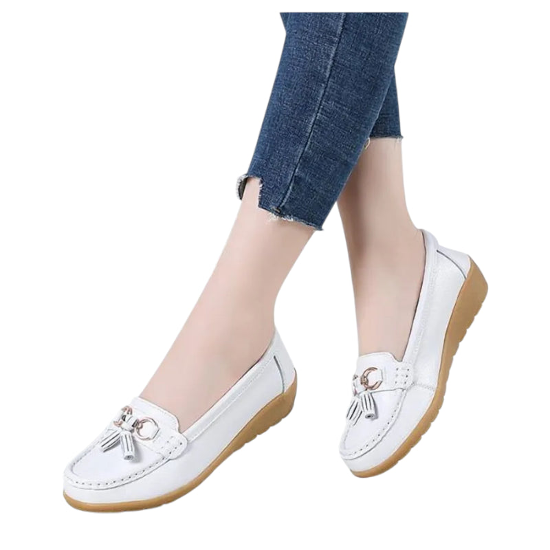 Mocassin Compense Femme Blanc